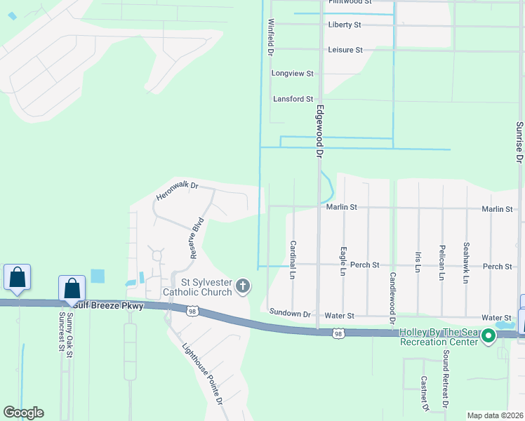 map of restaurants, bars, coffee shops, grocery stores, and more near 2017 Sundown Drive in Navarre