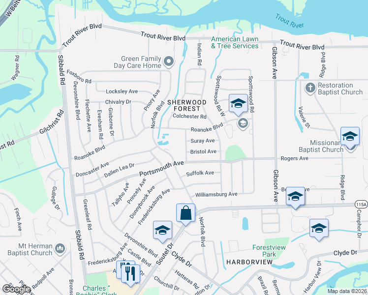 map of restaurants, bars, coffee shops, grocery stores, and more near 9406 Culpeper Avenue in Jacksonville