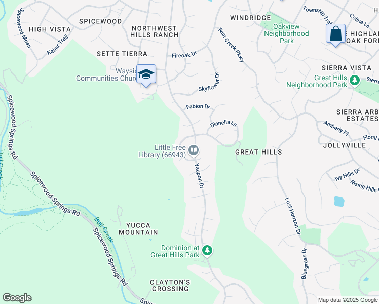 map of restaurants, bars, coffee shops, grocery stores, and more near 7230 Villa Maria Lane in Austin
