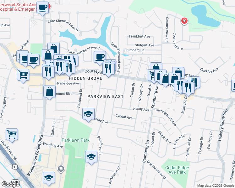 map of restaurants, bars, coffee shops, grocery stores, and more near 4630 Southwind Drive in Baton Rouge