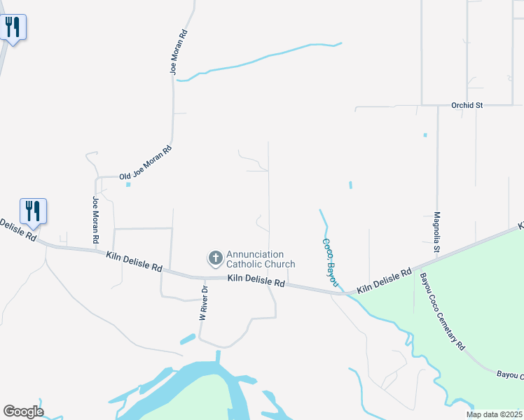 map of restaurants, bars, coffee shops, grocery stores, and more near 16380-16388 Sam Favre Road in Kiln