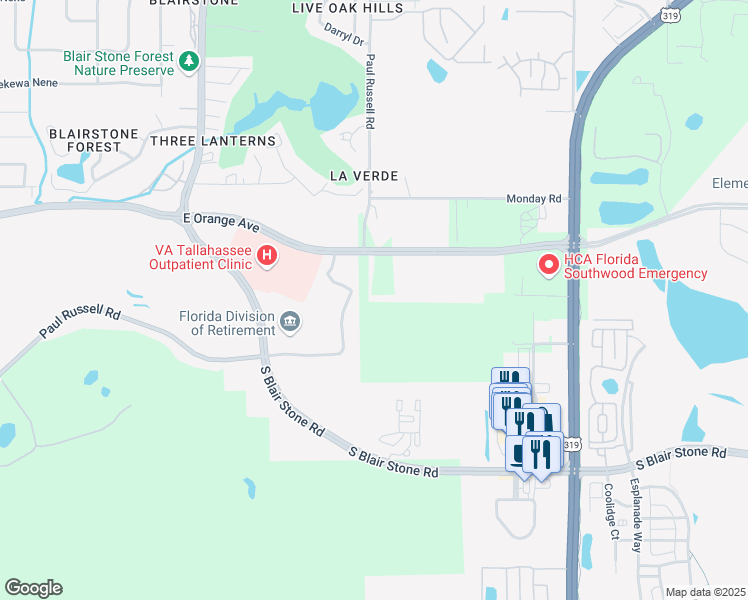 map of restaurants, bars, coffee shops, grocery stores, and more near 2001 West Orange Avenue in Tallahassee