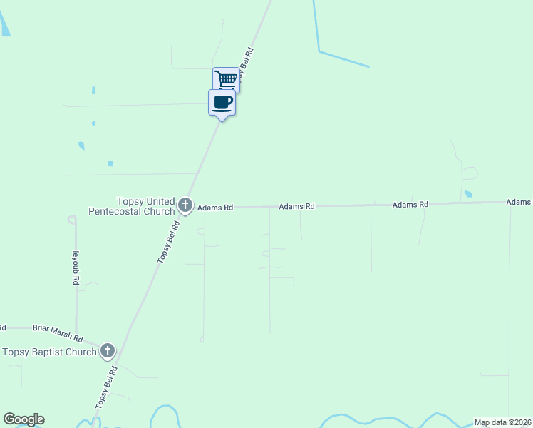 map of restaurants, bars, coffee shops, grocery stores, and more near 1044-1464 Adams Road in Ragley