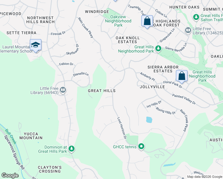 map of restaurants, bars, coffee shops, grocery stores, and more near 6604 Strutton Cove in Austin