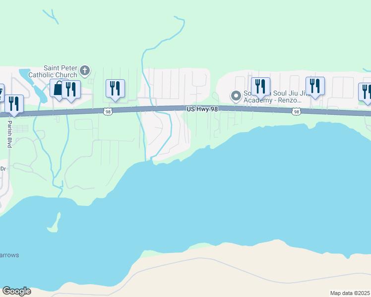 map of restaurants, bars, coffee shops, grocery stores, and more near 1799 U.S. 98 in Mary Esther