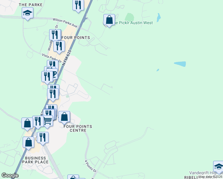 map of restaurants, bars, coffee shops, grocery stores, and more near 11103 Aliso Lane in Austin