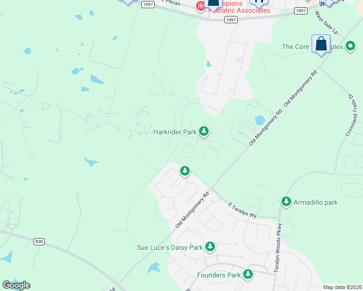 map of restaurants, bars, coffee shops, grocery stores, and more near 11831 Park Slope Drive in Willis