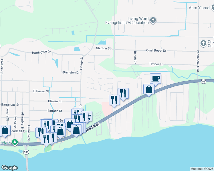 map of restaurants, bars, coffee shops, grocery stores, and more near 8882 White Ibis Way in Navarre