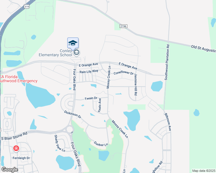 map of restaurants, bars, coffee shops, grocery stores, and more near 2512 Goldenrod Way in Tallahassee