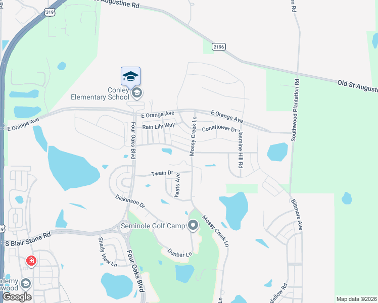 map of restaurants, bars, coffee shops, grocery stores, and more near 2554 Goldenrod Way in Tallahassee