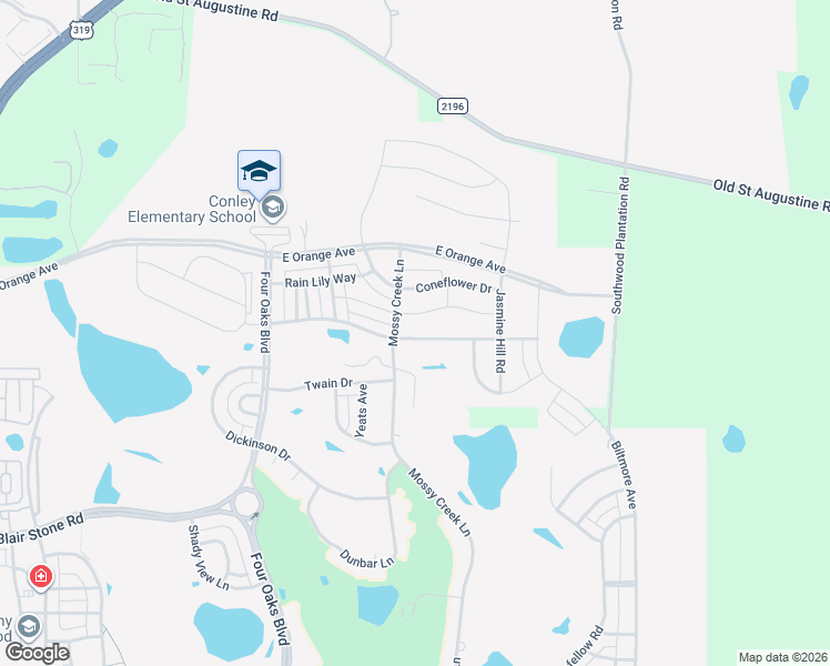 map of restaurants, bars, coffee shops, grocery stores, and more near 2512 Goldenrod Way in Tallahassee