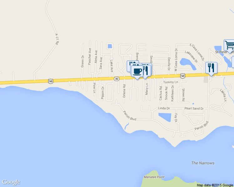 map of restaurants, bars, coffee shops, grocery stores, and more near 410 Bristol Cove Road in Mary Esther