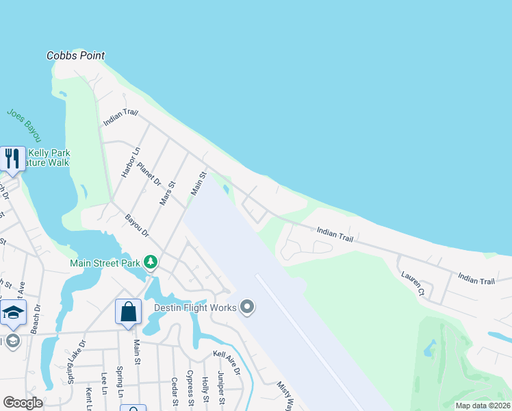 map of restaurants, bars, coffee shops, grocery stores, and more near 504 Baywood Ct in Destin