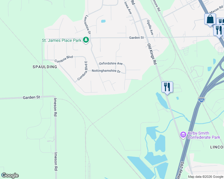 map of restaurants, bars, coffee shops, grocery stores, and more near 8726 Humberside Lane in Jacksonville