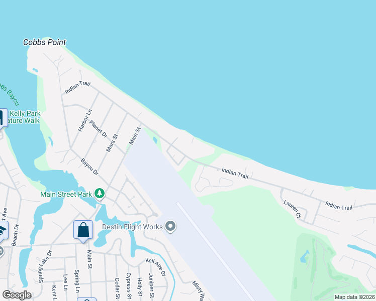 map of restaurants, bars, coffee shops, grocery stores, and more near 3885 Indian Trail in Destin