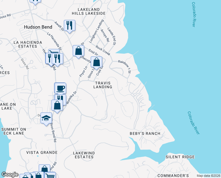 map of restaurants, bars, coffee shops, grocery stores, and more near 5104 Timothy Circle in Austin