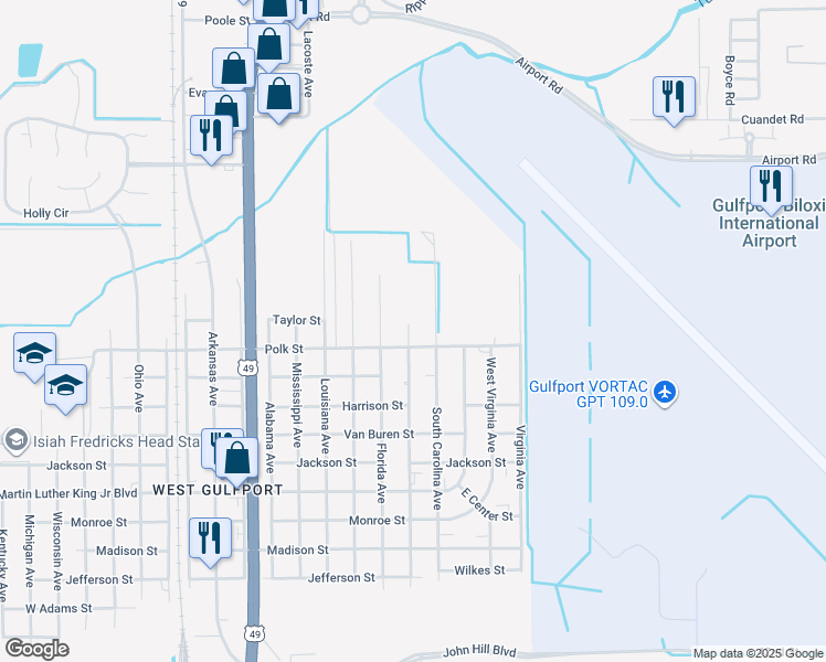 map of restaurants, bars, coffee shops, grocery stores, and more near 8404 Georgia Avenue in Gulfport