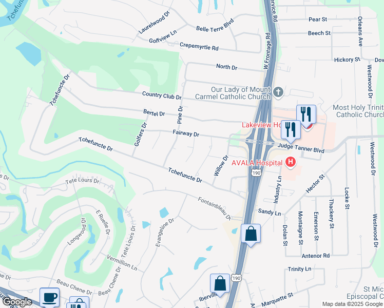 map of restaurants, bars, coffee shops, grocery stores, and more near 114 Magnolia Drive in Covington
