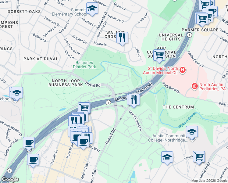 map of restaurants, bars, coffee shops, grocery stores, and more near in Austin
