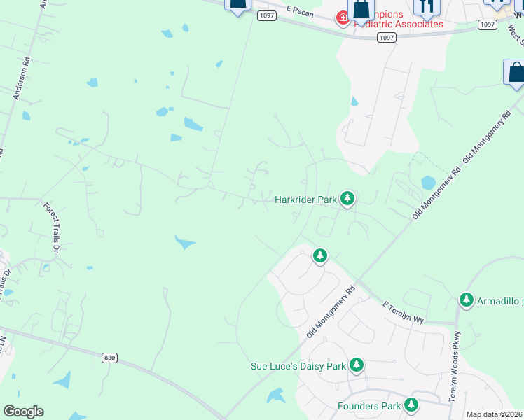 map of restaurants, bars, coffee shops, grocery stores, and more near 11824 Park Slope Place in Willis