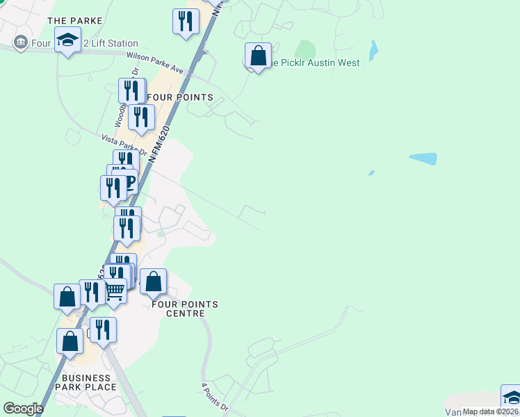 map of restaurants, bars, coffee shops, grocery stores, and more near 7910 Ryans Way in Austin