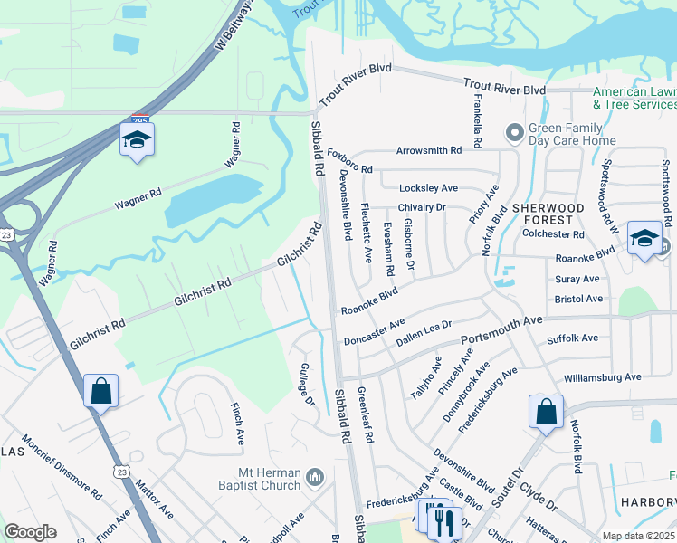 map of restaurants, bars, coffee shops, grocery stores, and more near 9441 Devonshire Boulevard in Jacksonville