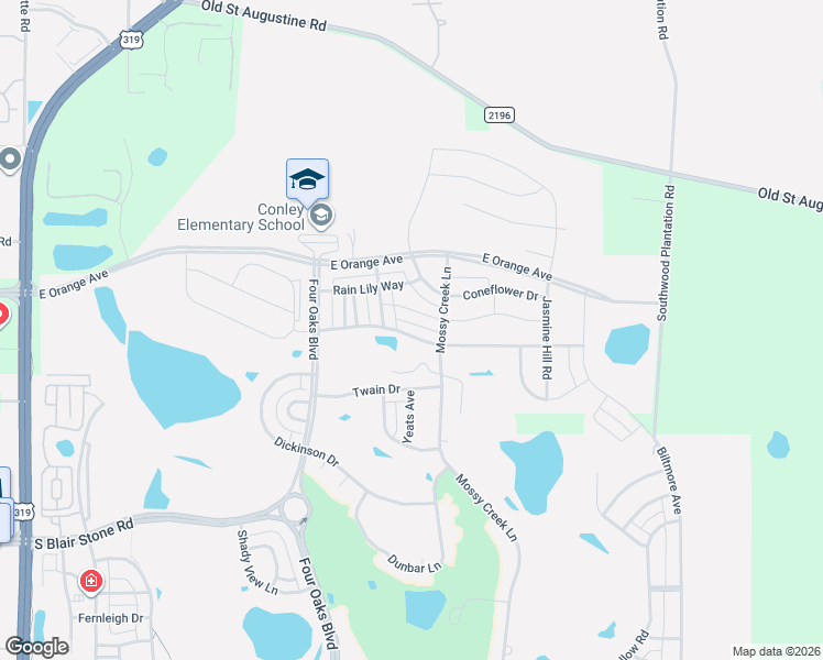 map of restaurants, bars, coffee shops, grocery stores, and more near 2454 Goldenrod Way in Tallahassee