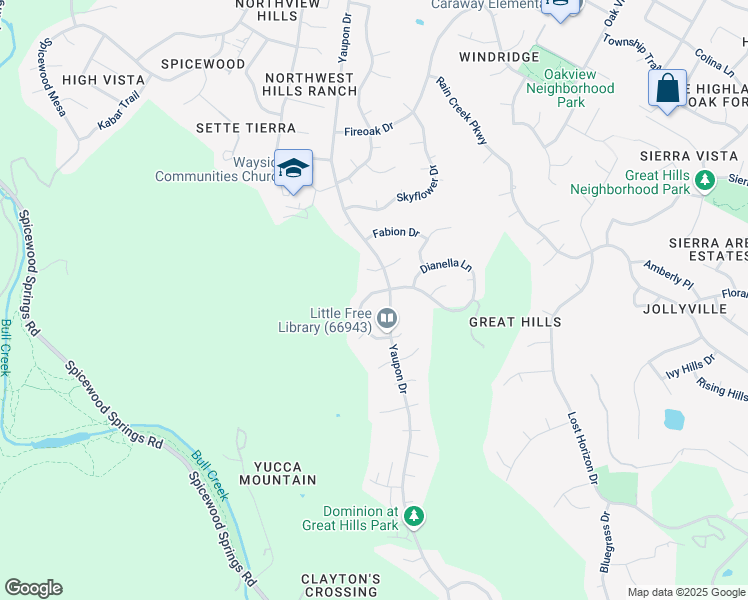 map of restaurants, bars, coffee shops, grocery stores, and more near 7230 Villa Maria Lane in Austin