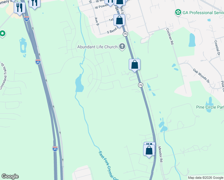 map of restaurants, bars, coffee shops, grocery stores, and more near 18000 Cargill Drive in Willis
