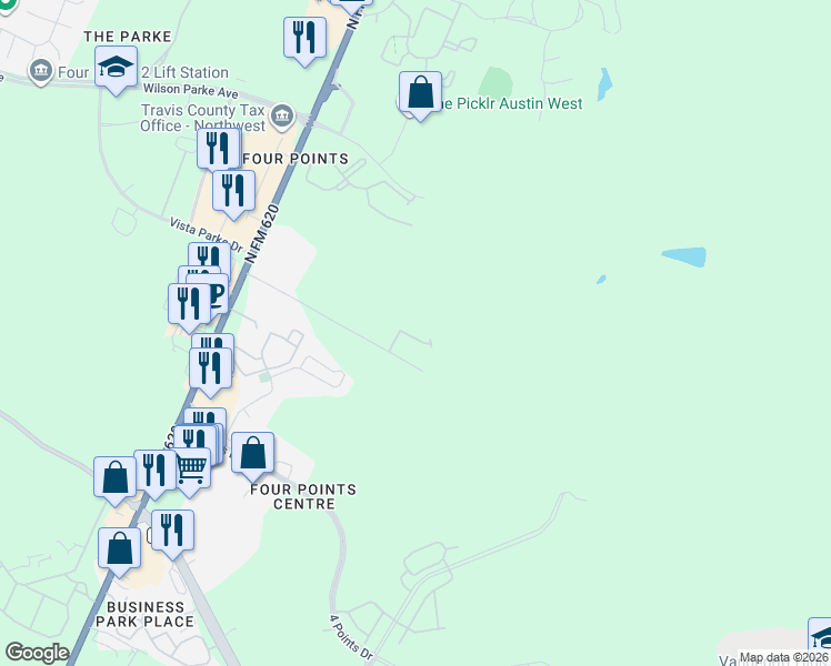 map of restaurants, bars, coffee shops, grocery stores, and more near 7906 Ryans Way in Austin