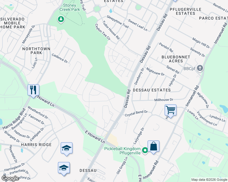 map of restaurants, bars, coffee shops, grocery stores, and more near 1533 Maier Drive in Pflugerville