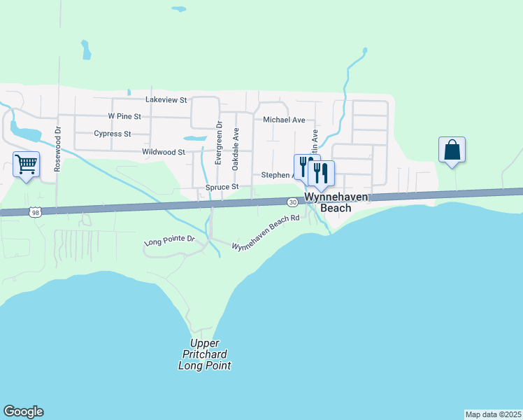 map of restaurants, bars, coffee shops, grocery stores, and more near 650 Reynolds Circle in Mary Esther