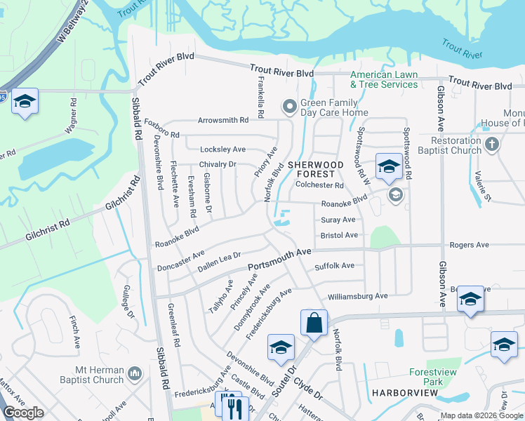 map of restaurants, bars, coffee shops, grocery stores, and more near in Jacksonville