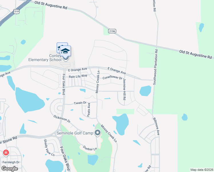 map of restaurants, bars, coffee shops, grocery stores, and more near 2512 Goldenrod Way in Tallahassee