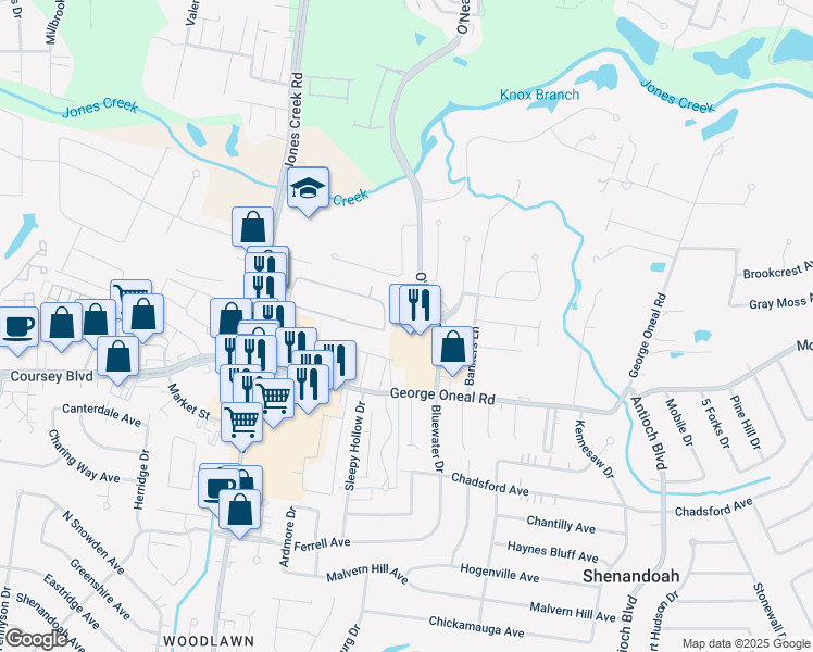 map of restaurants, bars, coffee shops, grocery stores, and more near 3824 Summerville Avenue in Baton Rouge