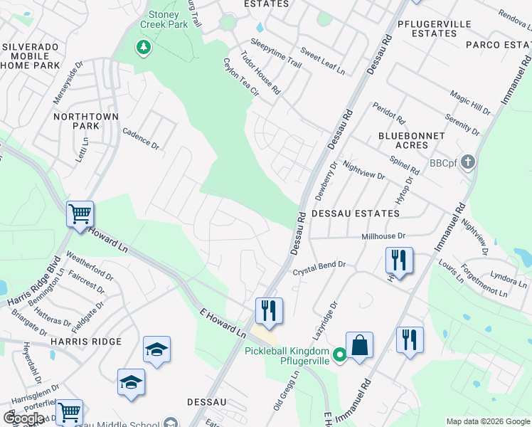 map of restaurants, bars, coffee shops, grocery stores, and more near 1533 Maier Drive in Pflugerville