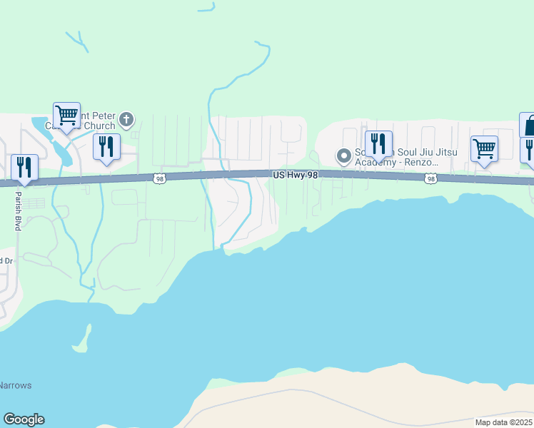map of restaurants, bars, coffee shops, grocery stores, and more near 1799 U.S. 98 in Mary Esther