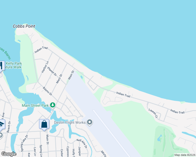 map of restaurants, bars, coffee shops, grocery stores, and more near 3885 Indian Trail in Destin