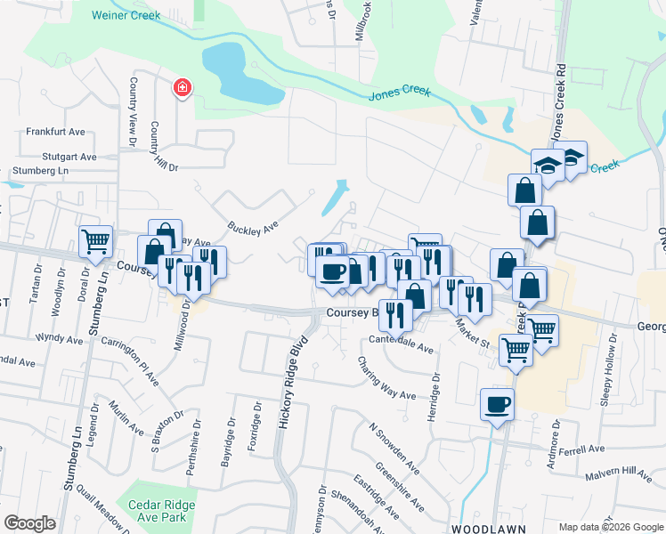 map of restaurants, bars, coffee shops, grocery stores, and more near 13785 Coursey Boulevard in Baton Rouge