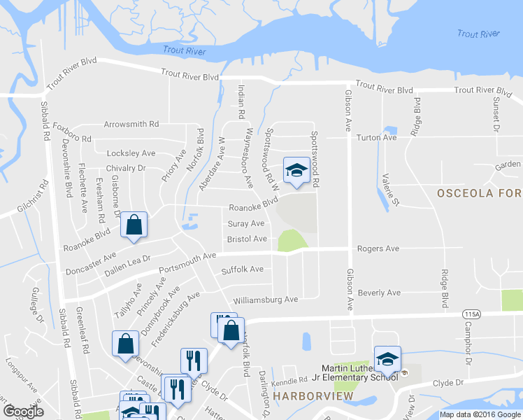 map of restaurants, bars, coffee shops, grocery stores, and more near 4605 Suray Avenue in Jacksonville