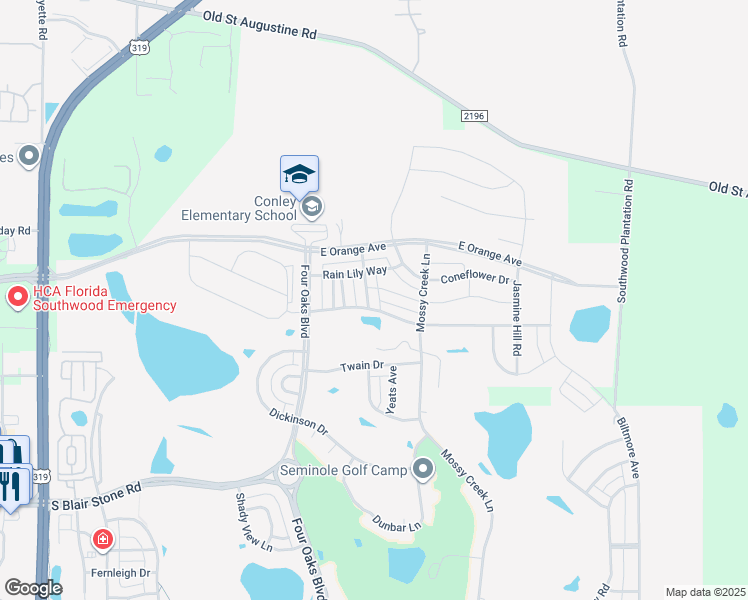 map of restaurants, bars, coffee shops, grocery stores, and more near 3121 Mist Flower Road in Tallahassee