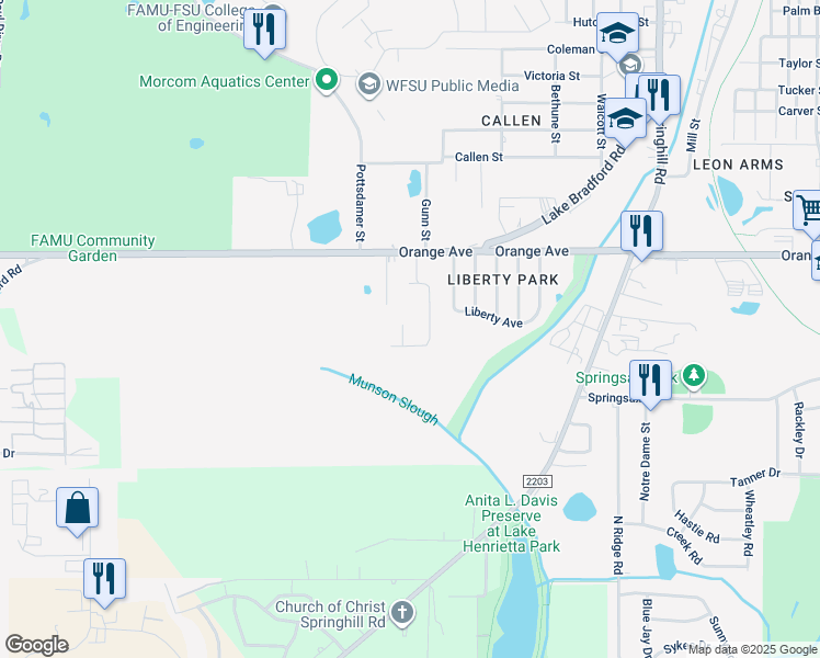 map of restaurants, bars, coffee shops, grocery stores, and more near 2763 Weaver Drive in Tallahassee