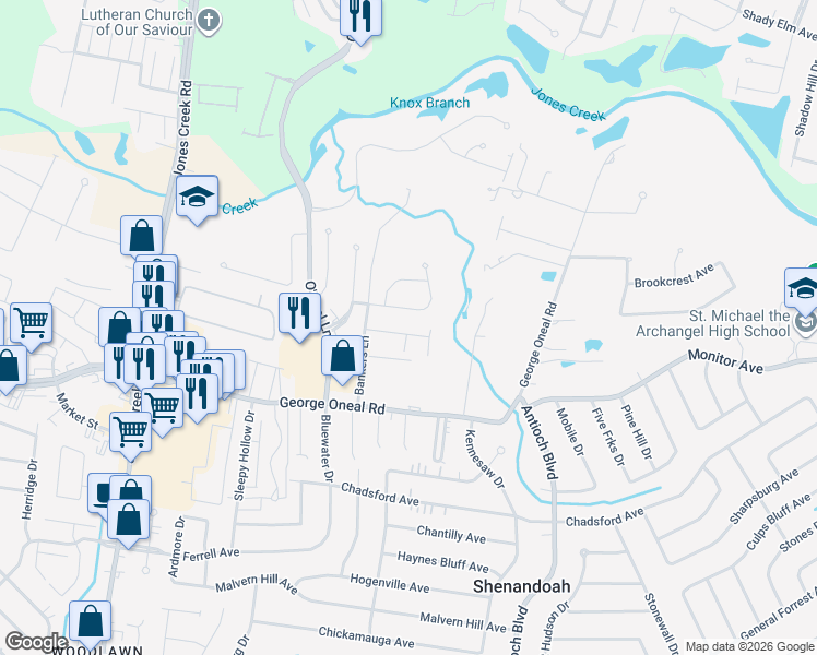 map of restaurants, bars, coffee shops, grocery stores, and more near 4757 Bankers Lane in Baton Rouge