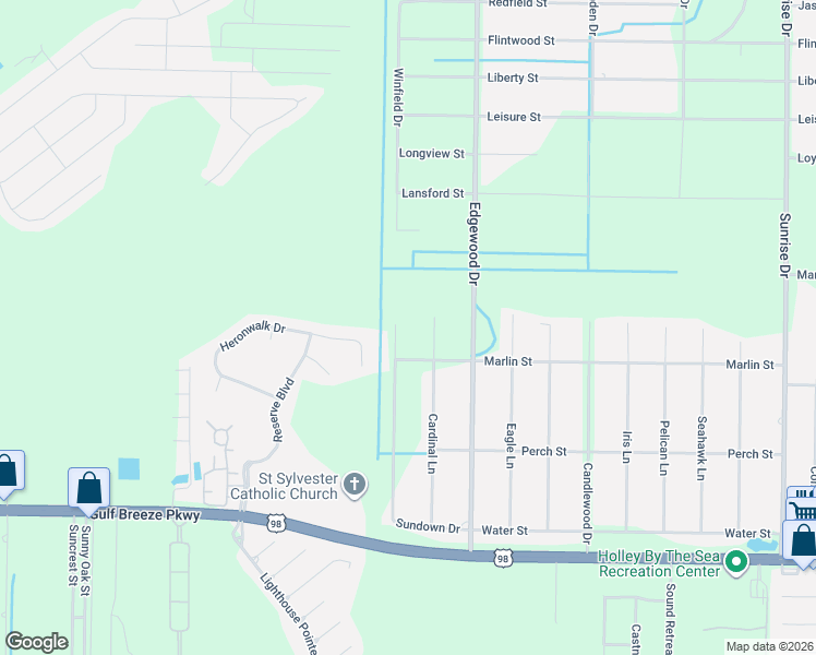 map of restaurants, bars, coffee shops, grocery stores, and more near 2048 Sundown Drive in Navarre