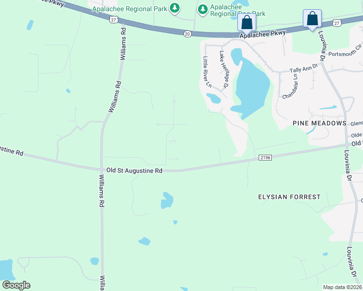 map of restaurants, bars, coffee shops, grocery stores, and more near 7268 White Clover Court in Tallahassee