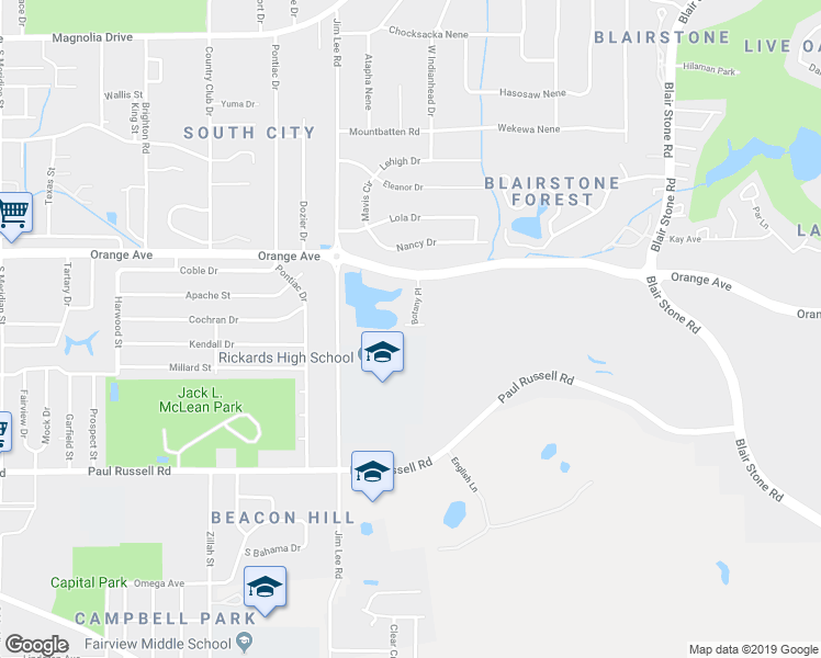 map of restaurants, bars, coffee shops, grocery stores, and more near 2856 Botany Place in Tallahassee