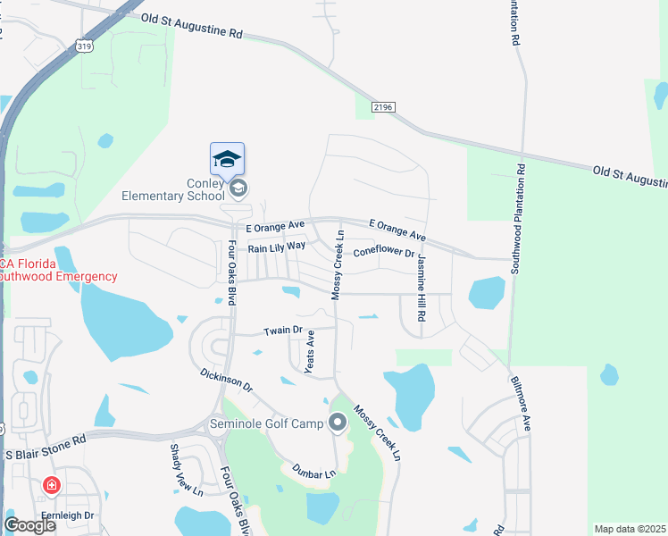 map of restaurants, bars, coffee shops, grocery stores, and more near 2482 Goldenrod Way in Tallahassee