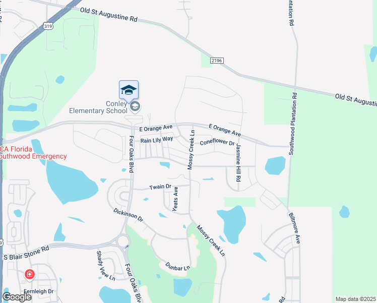 map of restaurants, bars, coffee shops, grocery stores, and more near 2482 Goldenrod Way in Tallahassee