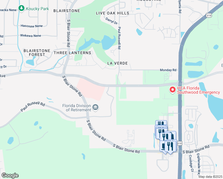 map of restaurants, bars, coffee shops, grocery stores, and more near 2001 West Orange Avenue in Tallahassee