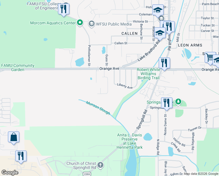 map of restaurants, bars, coffee shops, grocery stores, and more near 2769 Kennedy Drive in Tallahassee